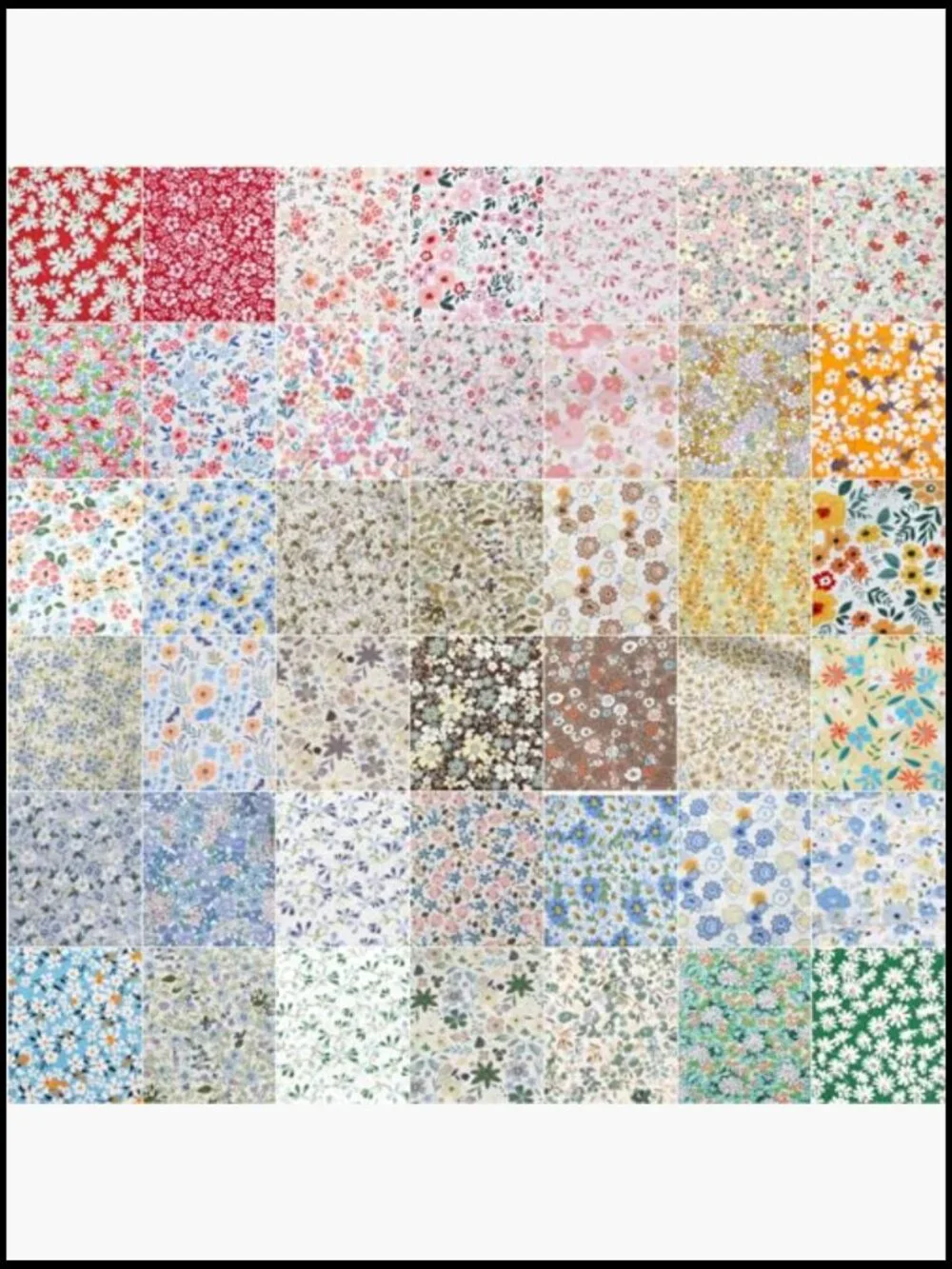 42Pcs 10x10 Quilting Cotton Fabric Squares Precut Layer Cake Floral Multi-Color